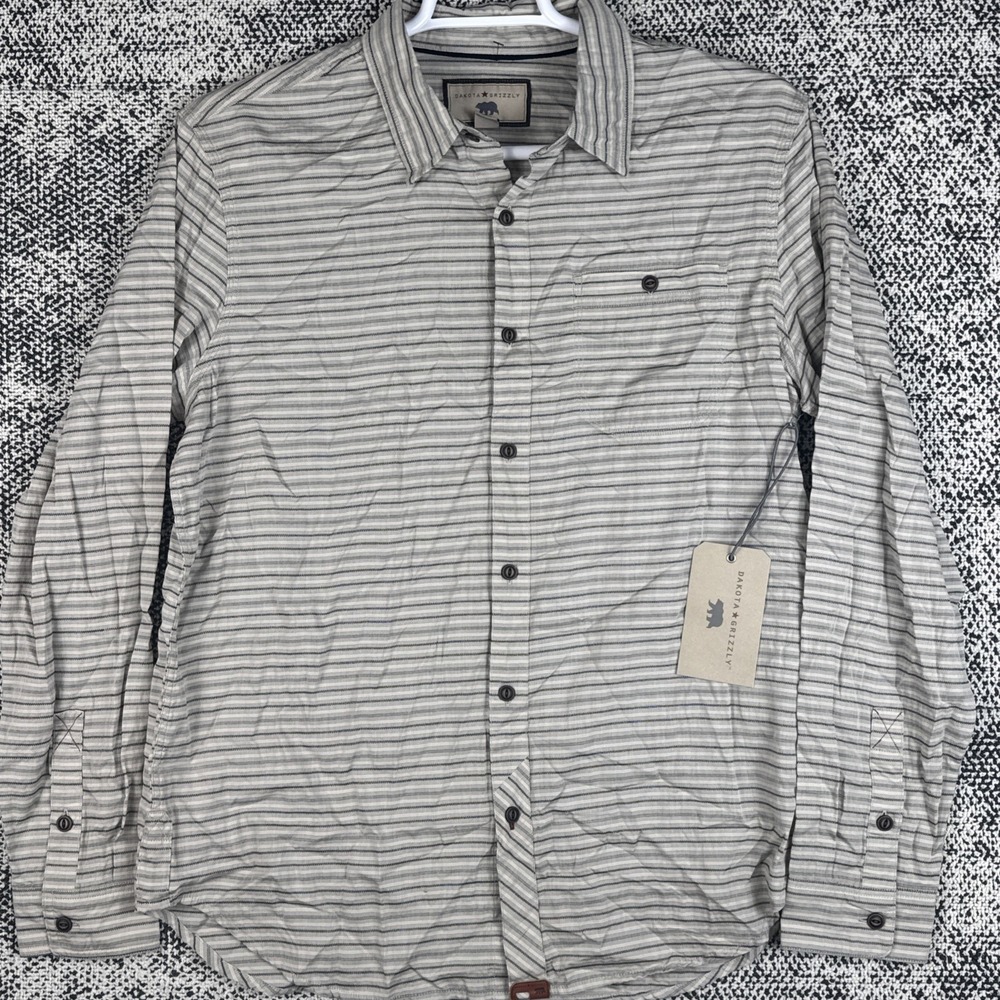 Dakota Grizzly Long Sleeve Button Up Shirt Mens Large Striped Lightweight NEW